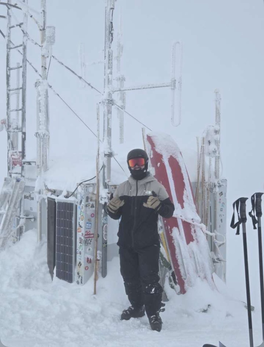 Stuart Davies at a snowy backcountry summit